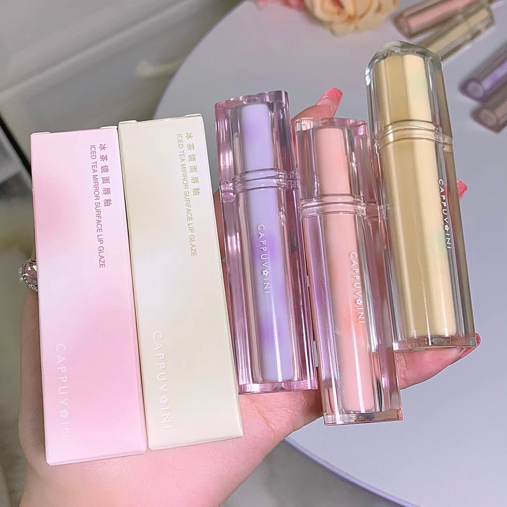 Gloss Miroir Iced Tea – Lip Glaze Jelly Transparent Waterproof | Rouge à Lèvres Liquide Effet Glacé