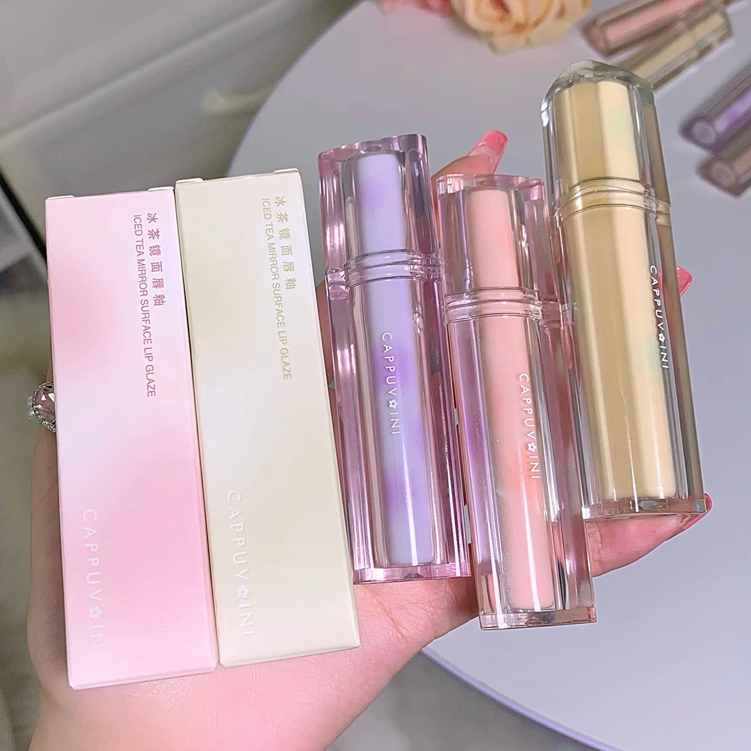Gloss Miroir Iced Tea – Lip Glaze Jelly Transparent Waterproof | Rouge à Lèvres Liquide Effet Glacé