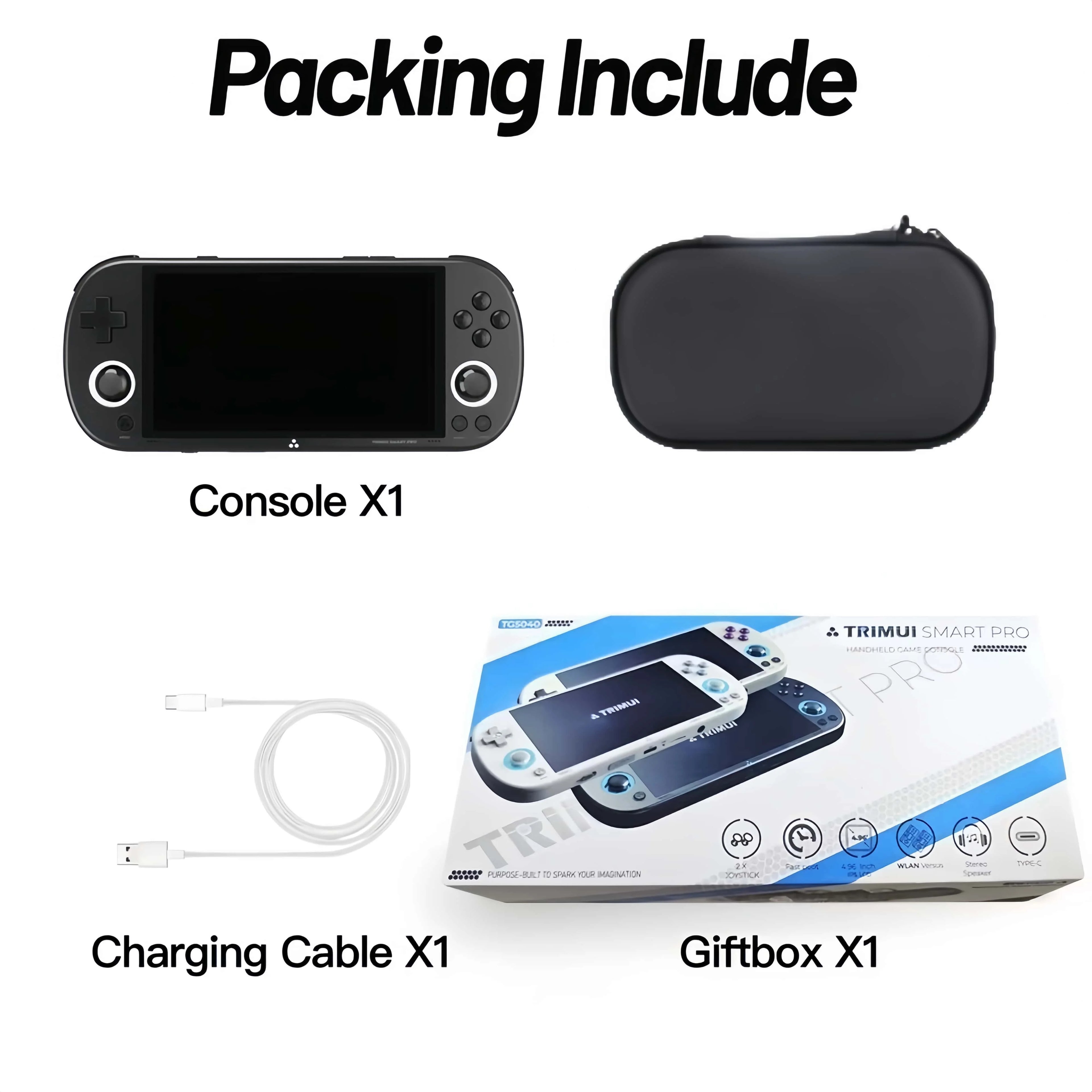 Trimui Smart Pro Console Rétro Portable 4.96'' IPS – Linux, Joystick RGB | Cadeau Gaming Jeux Rétro