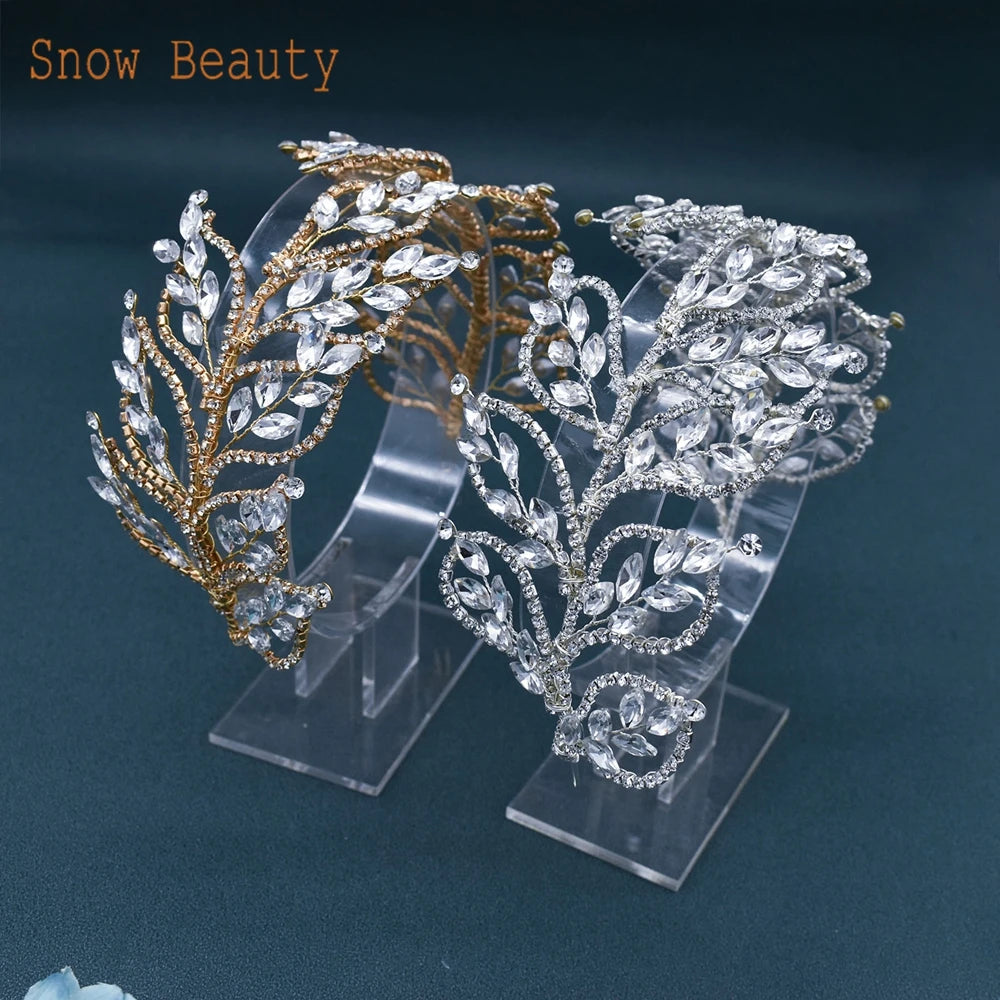 Diadème Cristal Mariée Luxe – Couronne Strass Rhinestone | Tiare Nuptiale Mariage, Soirée & Concours | Bijou de Tête Femme Premium