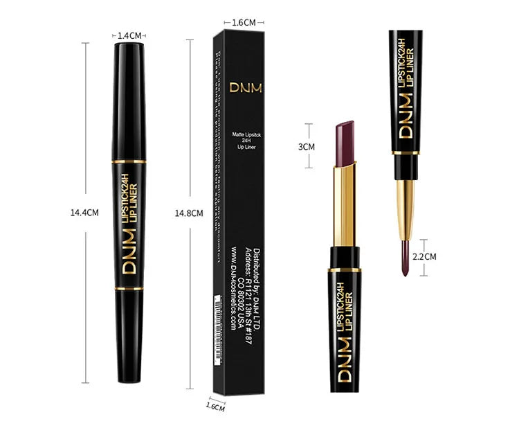 Crayon Lèvres 2-en-1 Mat – Rouge à Lèvres & Contour | Waterproof Longue Tenue