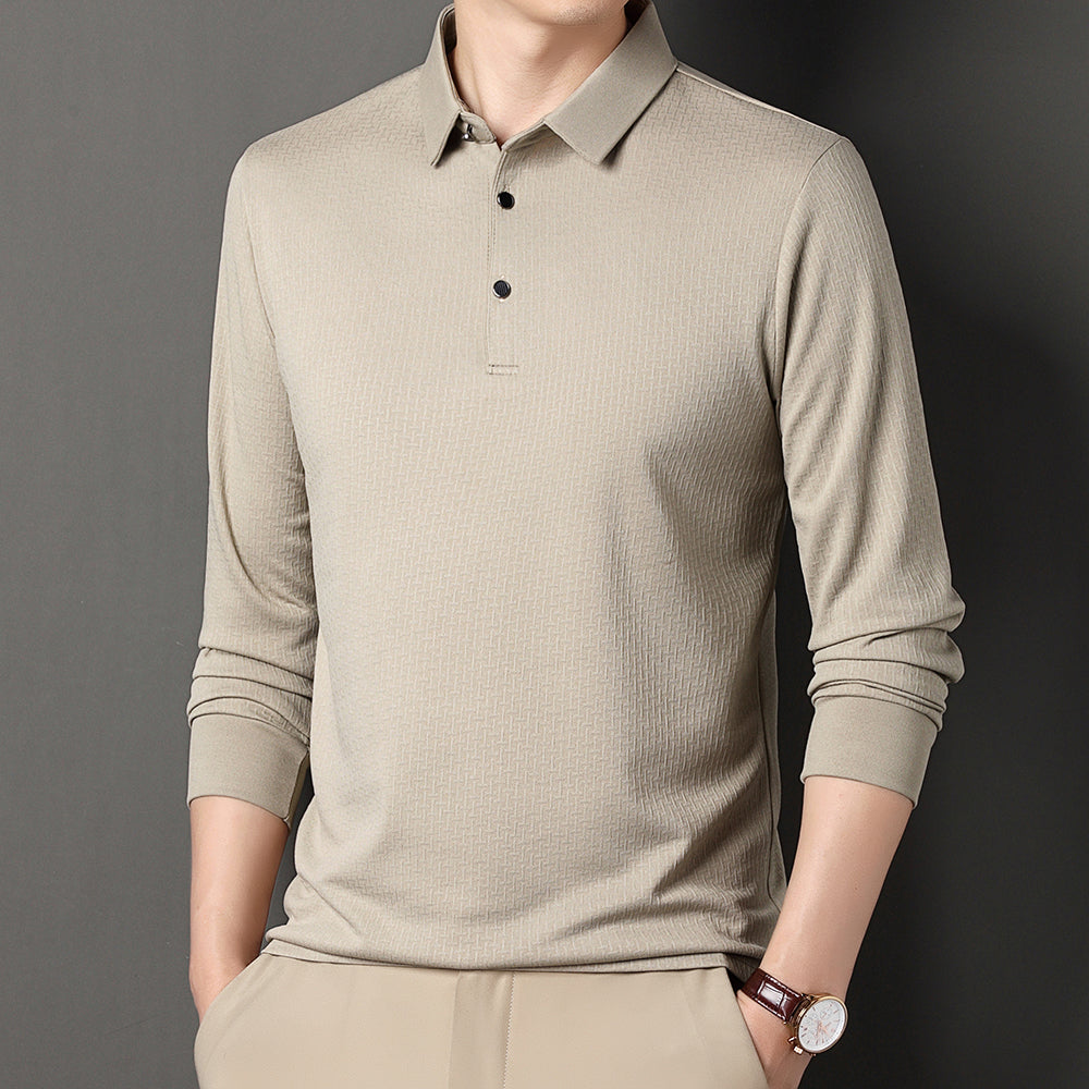 Polo Homme Manches Longues Ajourné Respirant Business Fashion Golf Élégant Grande Taille 4XL Intemporel Confortable – Polo Ajourné Premium Manches Longues Golf | Mode Homme Business Golf Premium
