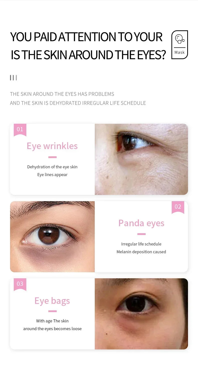 Masque Yeux Collagène Anti-Rides – Patches Hydratants Anti-Cernes Anti-Gonflement Eclat