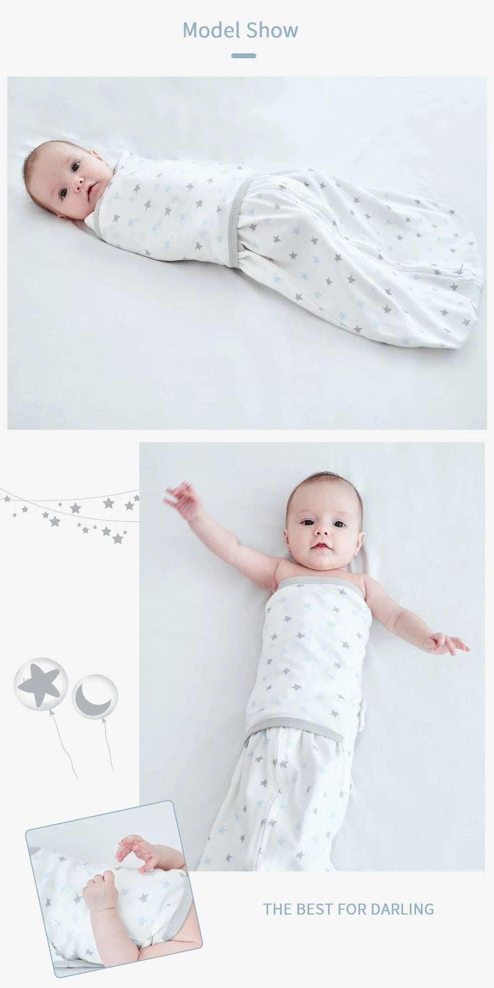 Gigoteuse Emmaillotage Bébé Anti-Sursaut – Couverture Swaddle Légère Toutes Saisons Nouveau-Né