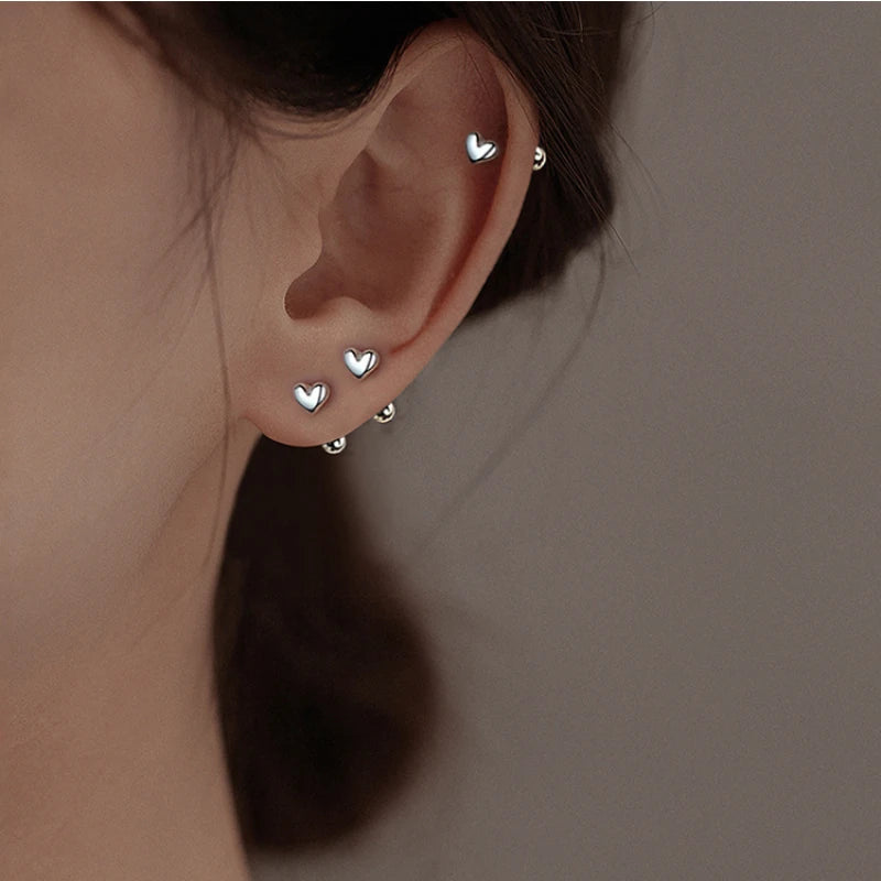 Puces Oreilles Vis Amour Style Coréen Argenté – Bijou Tendance Femme, Étudiante & Ado | Cadeau Mode K-Fashion