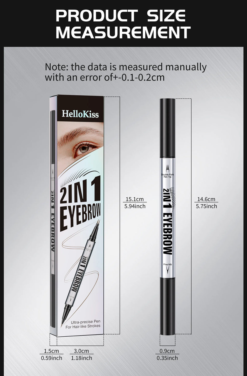 Crayon Sourcils Double Embout Waterproof – Liquide Courbé 2-en-1 Fourchette & Pinceau Précis | Maquillage Sourcils Longue Tenue