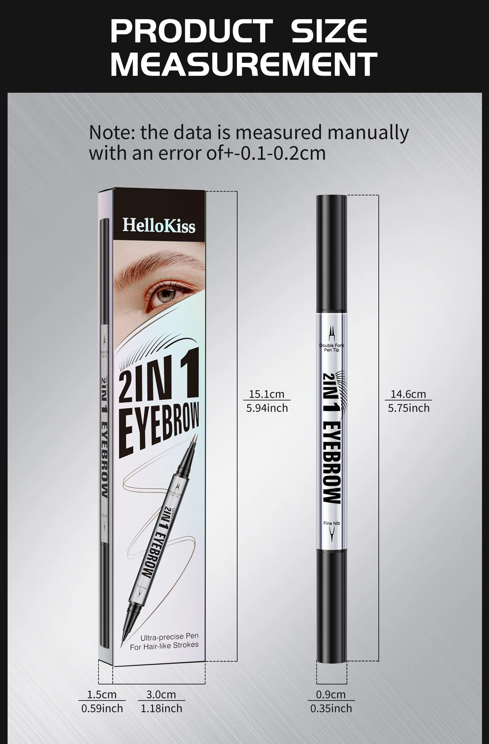 Crayon Sourcils Double Embout Waterproof – Liquide Courbé 2-en-1 Fourchette & Pinceau Précis | Maquillage Sourcils Longue Tenue