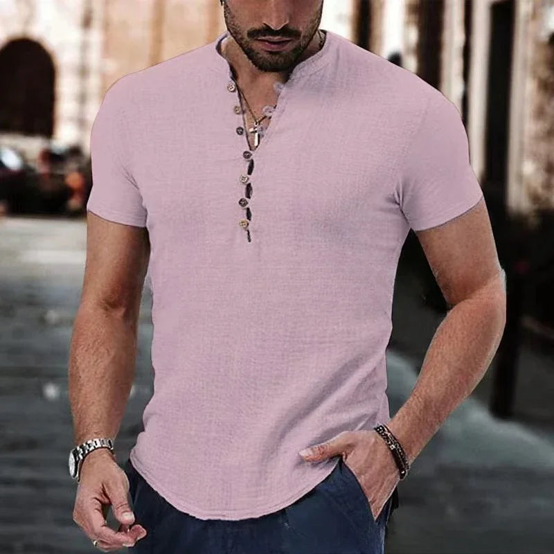 Chemise Homme Manches Courtes Lin Coton Boutons Casual Élégante Respirante Été Tendance – Chemise Lin Premium Confortable Polyvalente | Mode Homme Premium