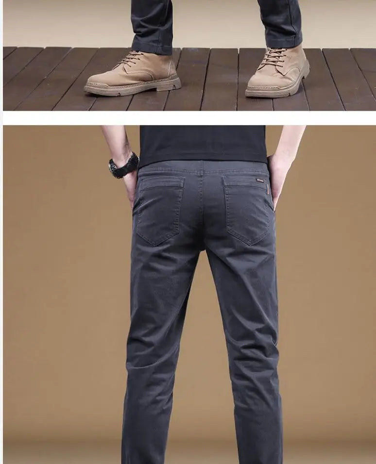 Pantalon Homme Coton Léger Été – Slim Droit Élastique Business Casual Polyvalent | Mode Homme Premium