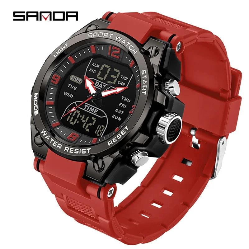 Montre Homme SANDA Militaire Tactique G-Style – LED Digital Quartz Étanche 50M Sport Luxe