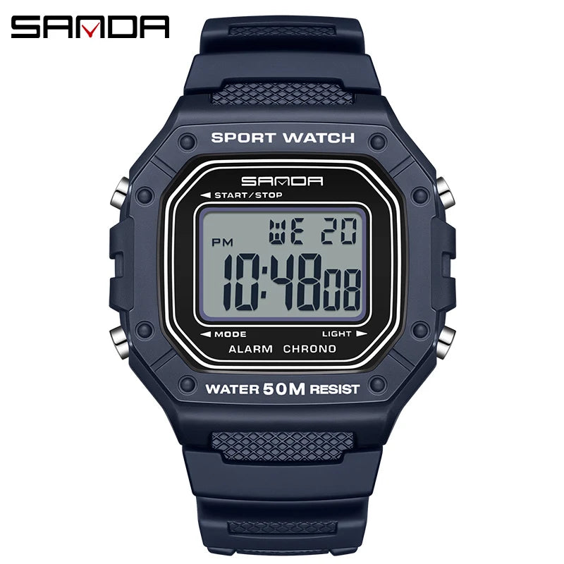 SANDA 2156 Herren Militär Digitaluhr – LED Sport Army Wasserdicht Stoppuhr Großes Zifferblatt