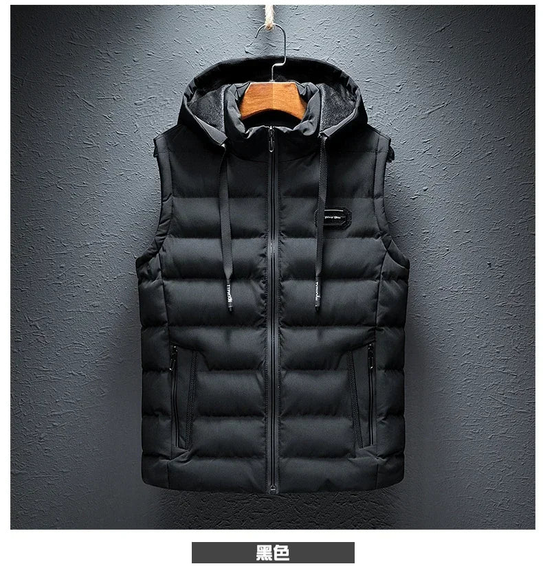 Gilet Homme Matelassé Coton À Capuche Zip – Sans Manches Casual Chaud Grande Taille Jusqu'au 6XL | Mode Homme Premium