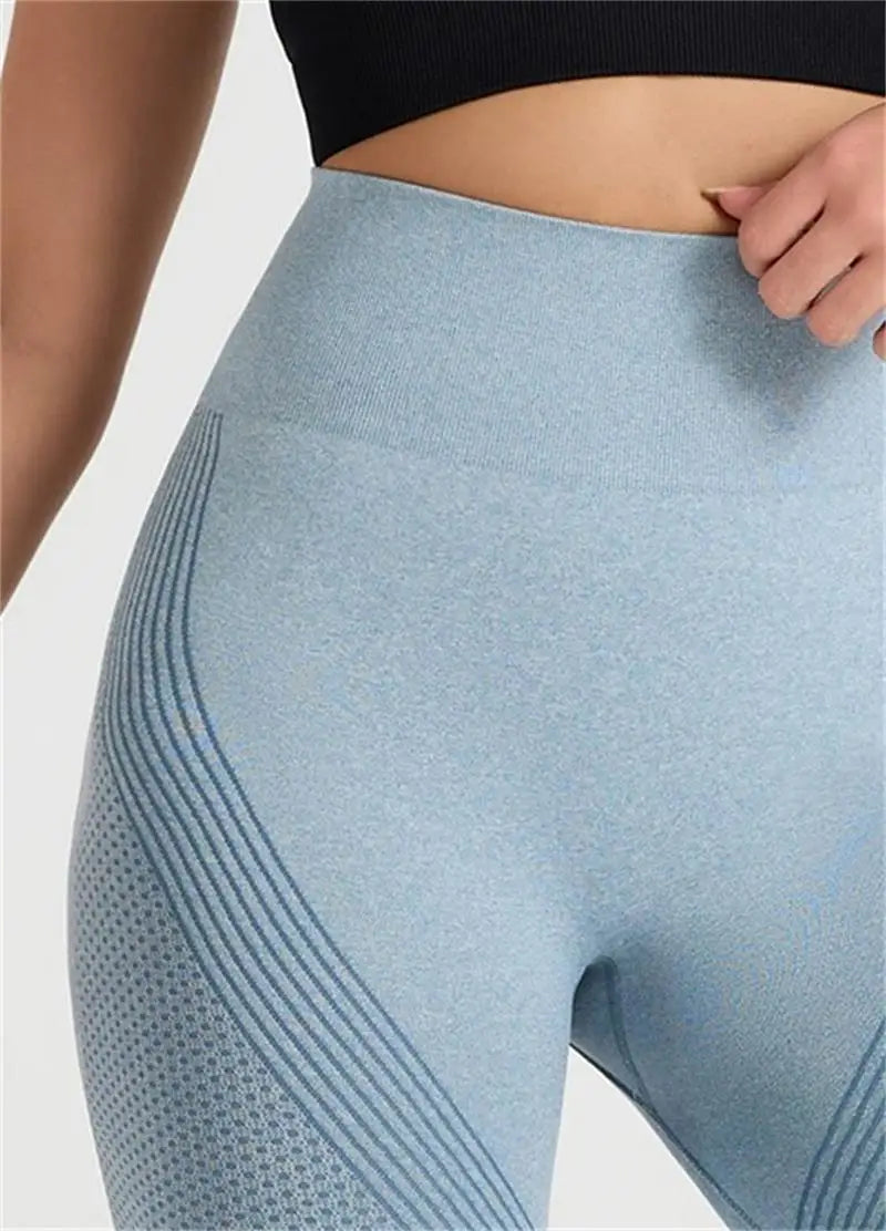 Legging Femme Taille Haute Fitness Mesh Rayé Gainant Fessier – Sport Running Élastique | Tendance