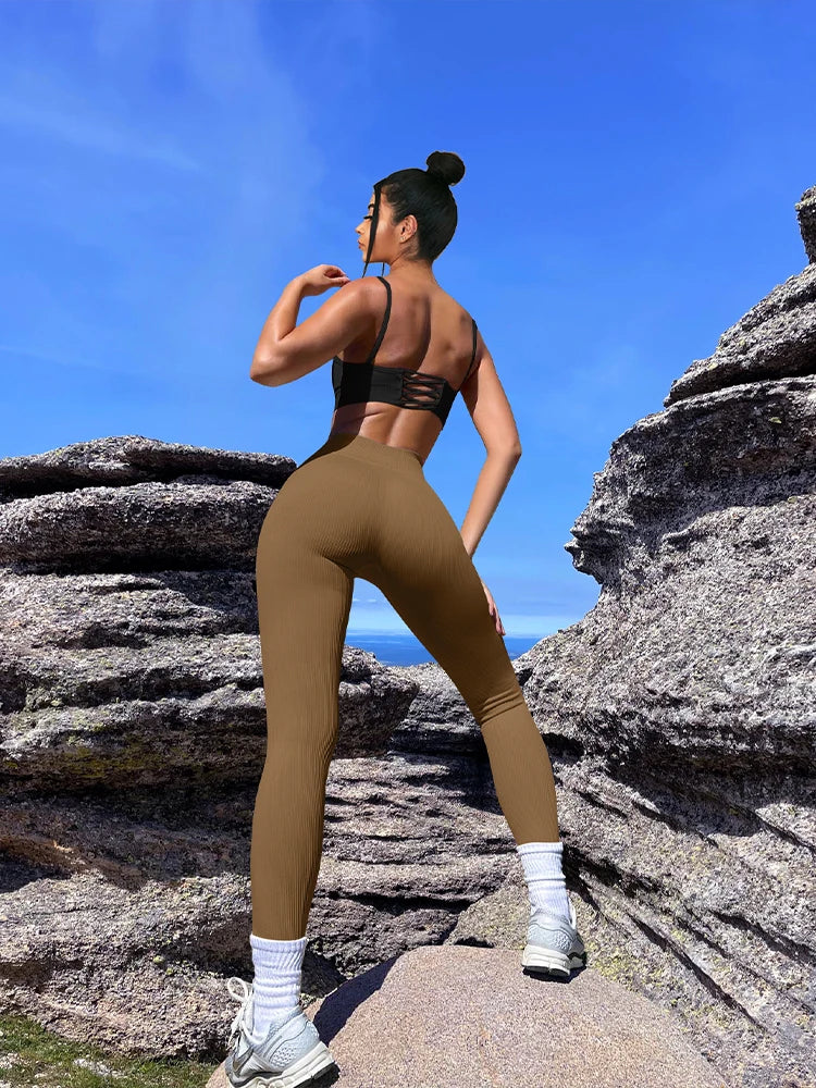 Legging Yoga Femme Hiver Taille Haute Gainant Fessier – Pantalon Sport Thermique Sculptant