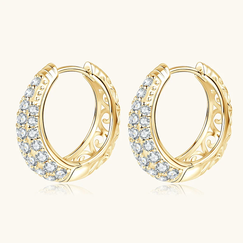 Moissanit-Kreolen, mikro-gepflastert, 925er Silber – Diamantglanz Luxus | Schmuck für Hochzeit, Abend & Premium Geschenk | Unisex Herren & Damen