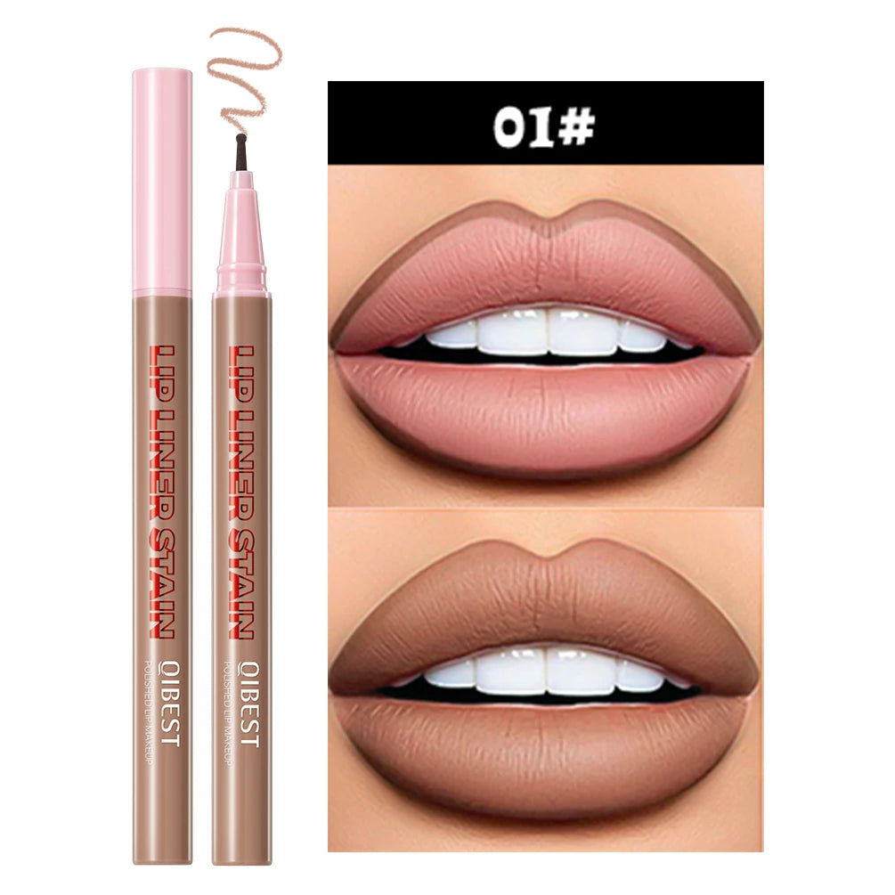 Lip Liner Liquide Mat Waterproof – Applicateur Sponge Tip Teinture | Contour Lèvres Longue Tenue
