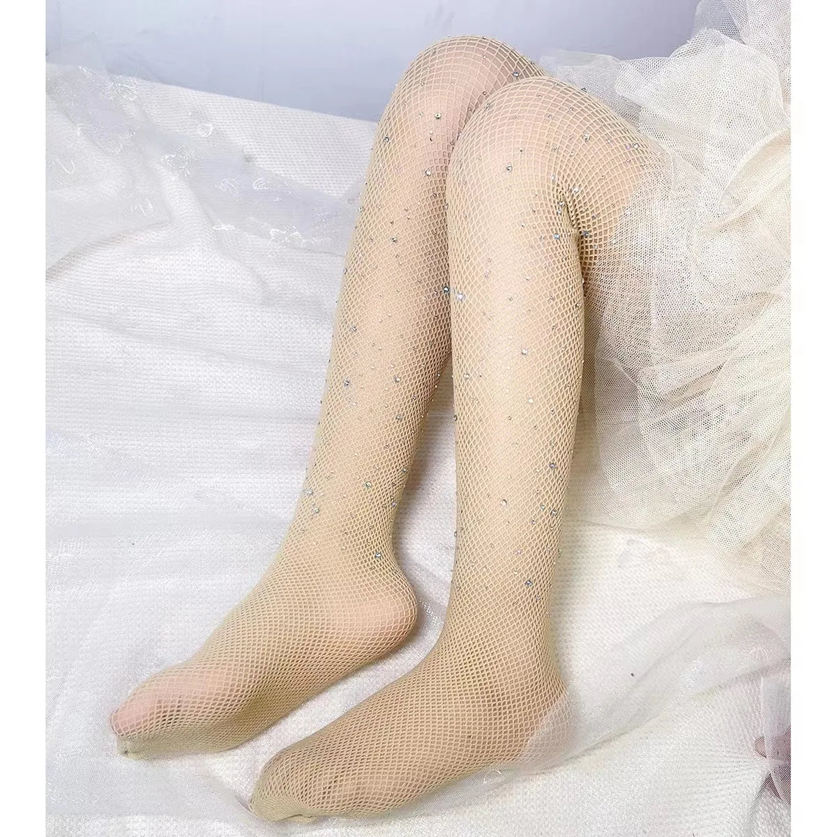 Strass-Netzstrumpfhose für Mädchen – Elastische Netzstrümpfe für Kinder, Damenmode, Trend