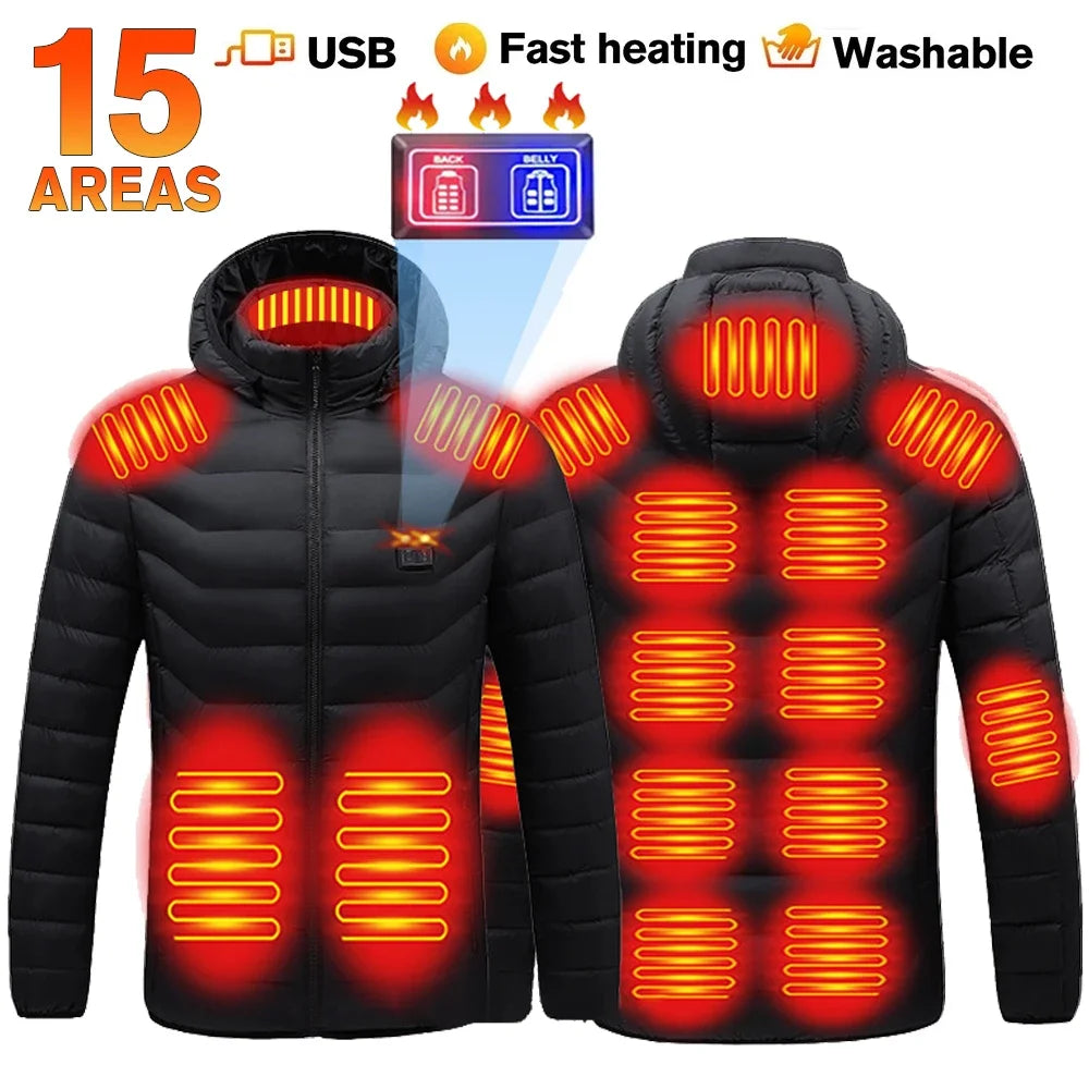 Veste Chauffante Homme Hiver USB Électrique 21 Zones Chauffantes – Manteau Auto-Chauffant Ski Neige Outdoor Gilet Matelassé | Mode Homme Tech Premium