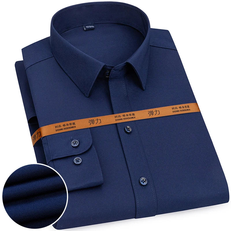 Chemise Homme Slim Fit Couleur Unie – Business Casual Classique Manches Longues Légère | Mode Homme Premium