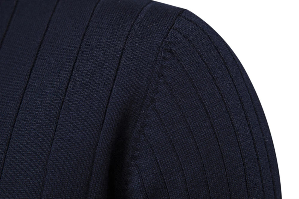 Herren-Pullover mit Reißverschluss Stehkragen Baumwollstrick – Warmer Premium-Pullover Herbst Winter