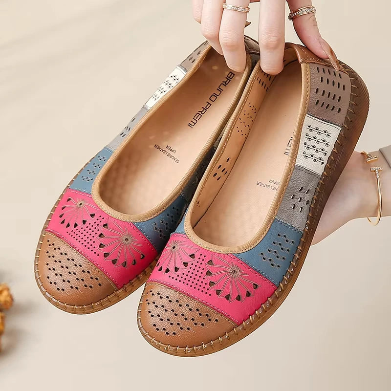 Mocassins Cuir Véritable Vintage Slip-on Femme – Bout Rond Luxe Conduite Loafers Automne