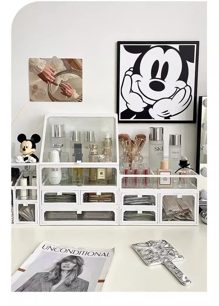 Armoire Rangement Cosmétiques Anti-Poussière Grande Capacité – Organisateur Skincare, Maquillage & Pinceaux | Bureau & Coiffeuse