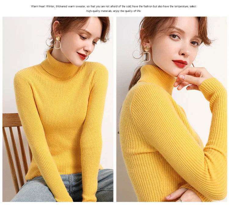 Pull Col Roulé Cachemire Ultra-Doux Femme - Tricot Basique Chic Automne Hiver | Heliar