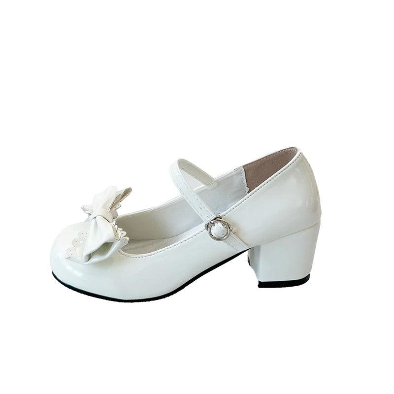 Mary Jane Plus Size Bow Talon Carré Anti-Slip – Bout Rond Ouvert Slip Strap Résistant