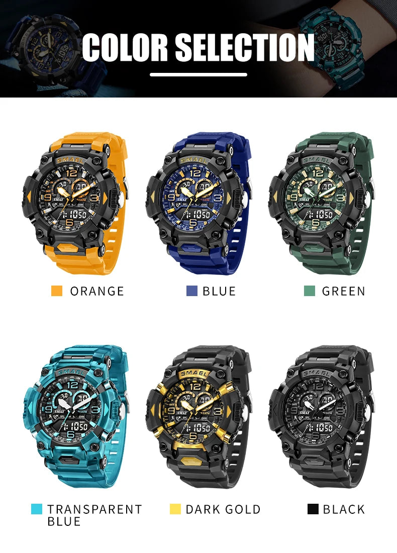 Montre Homme SMAEL 8099 Militaire Digital Sport – Étanche 50M LED Chronographe Antichoc