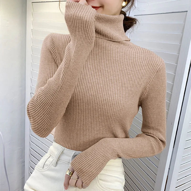 Pull Col Roulé Cachemire Ultra-Doux Femme - Tricot Basique Chic Automne Hiver | Heliar