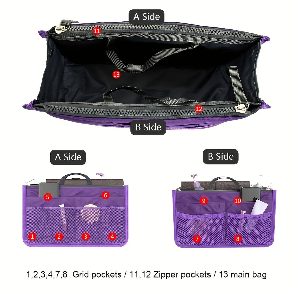 Sac Rangement Bi-Fold Double Zip – Grande Capacité | Organisateur Maquillage & Toilette
