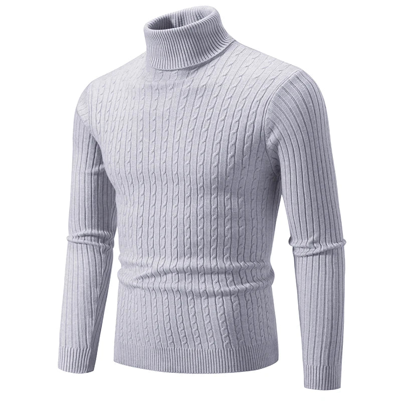 Pull Homme Col Roulé Tricoté Laine Chaud Hiver Couleur Unie Casual Outdoor Confortable Doux Élégant Intemporel – Pullover Col Roulé Premium Hiver | Mode Homme Hiver Premium
