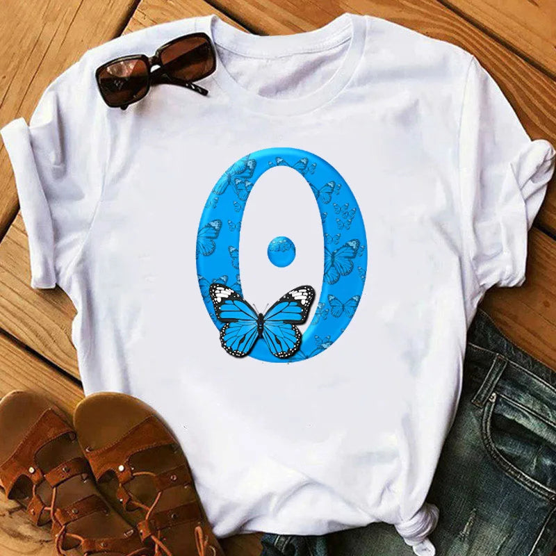 T-Shirt Oversize Femme Imprimé Papillon & Lettres Manches Courtes – Style Harajuku Graphic | Tendance Été