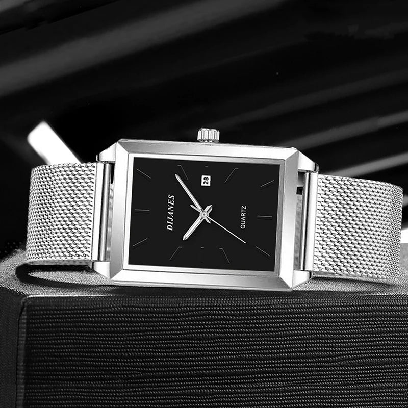 Montre Homme Minimaliste Ultra-Slim Quartz – Bracelet Maille Acier Business Casual Léger