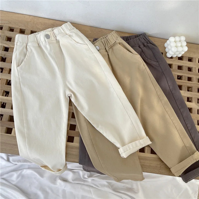 Pantalon Sarouel Enfant Unisexe Couleur Unie – Pantalon Sport Loose Casual Printemps Été 2-8 Ans