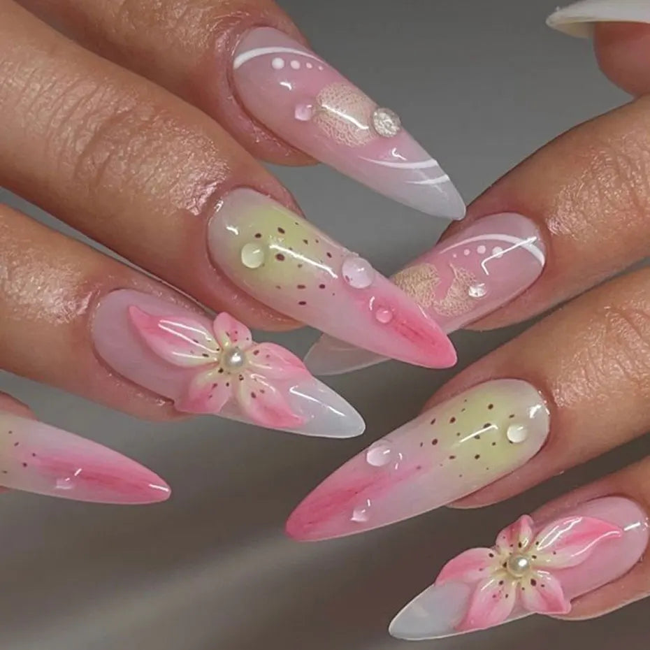 3D-Nailartform „Elegante Lilie“ – Blumen-Stamping im koreanischen Frühlings-Sommer-Stil