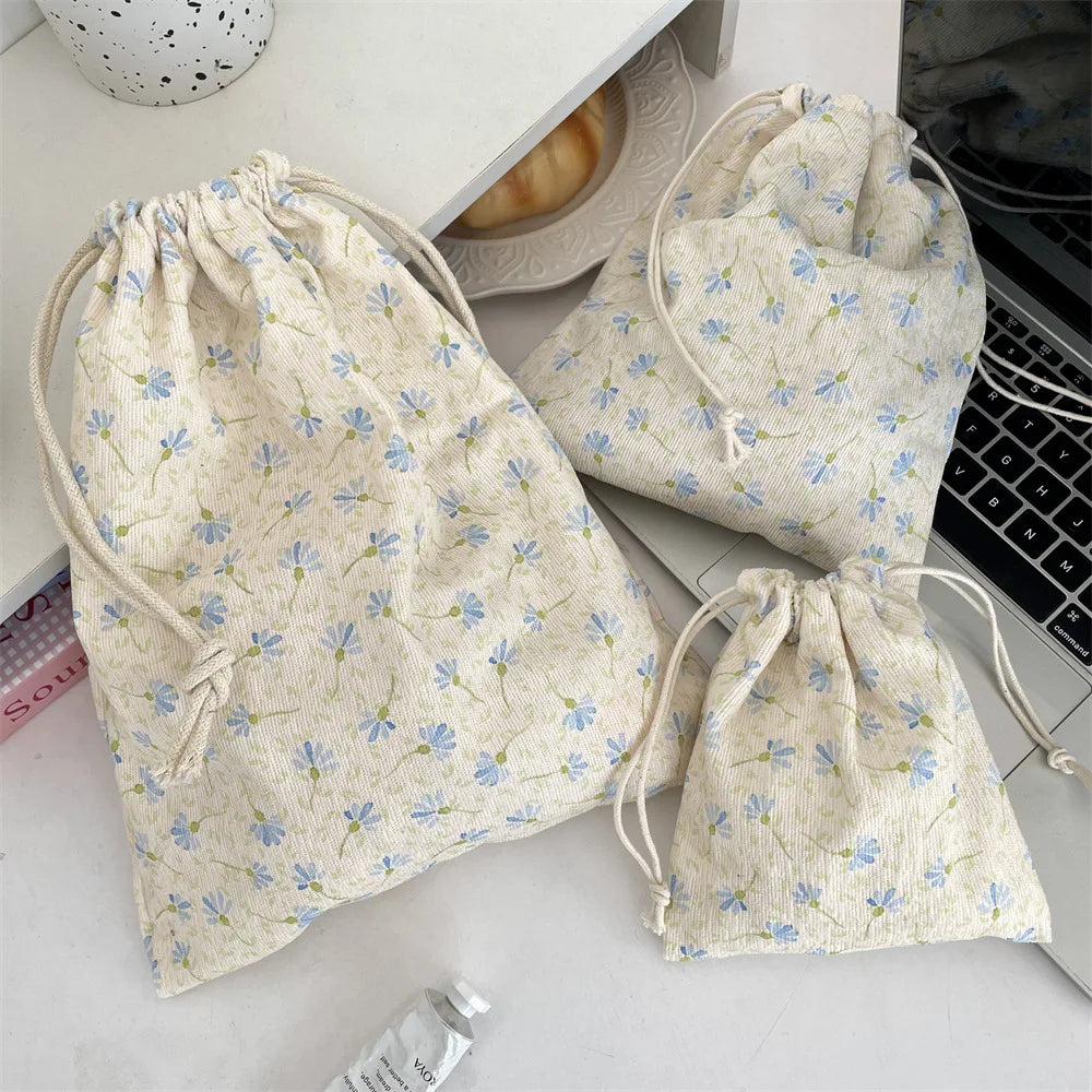 Trousse Maquillage Kawaii Florale - Pochette Cosmétiques & Voyage Cordon