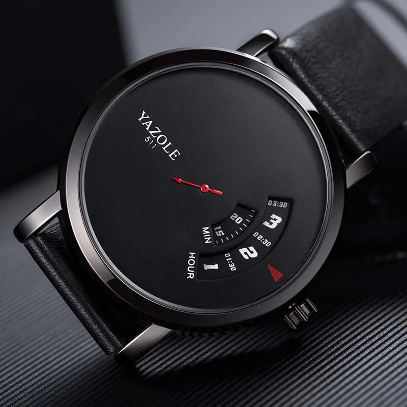 Montre Homme YAZOLE Quartz Bracelet PU Casual Unique – Étanche Fashion Tendance 2025