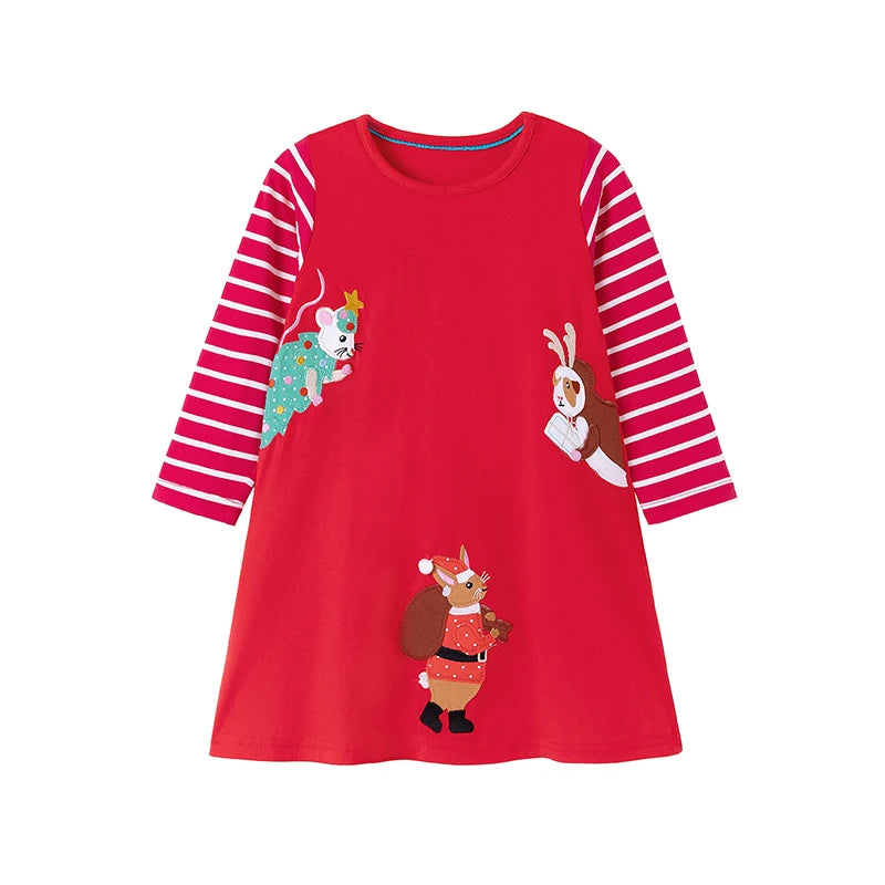 Robe Fille Manches Longues Coton Imprimé Danseuse Ballet – Tenue Automne Enfant 2-7 Ans
