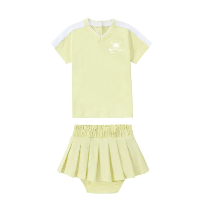 Tenue Golf Enfant Coton Plissé Unisexe – Ensemble Chemise Robe Sport Casual Famille Assortie SS 2025