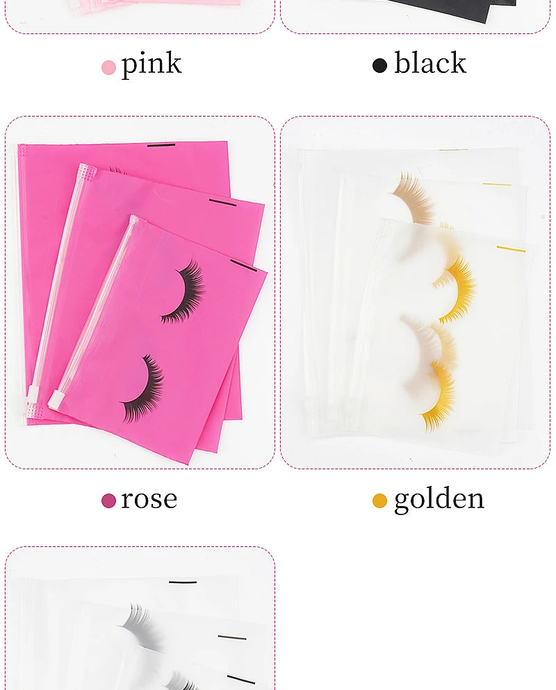 Pochettes Aftercare Extension Cils – Lot 10 Pcs avec Fermeture Éclair | Emballage Professionnel