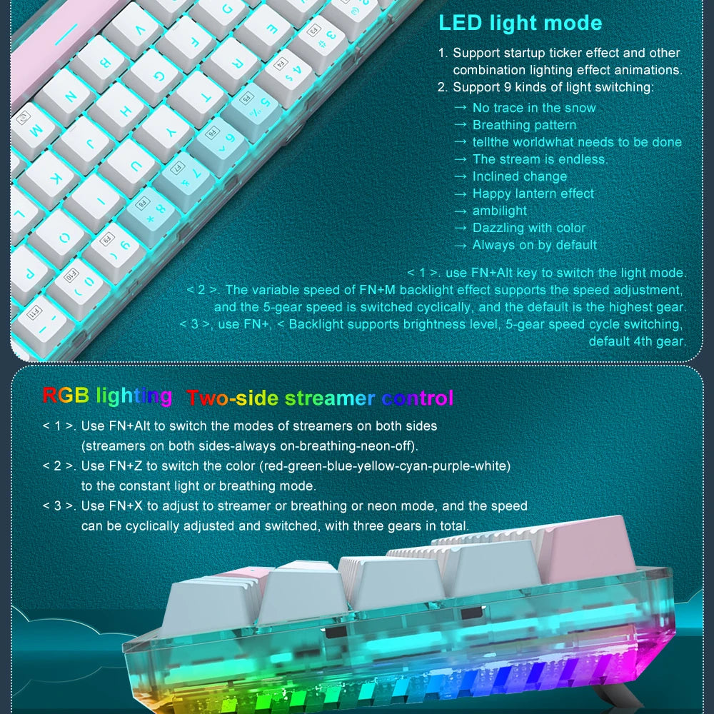 E-YOOSO Z11T Clavier Gaming Mécanique USB – Switch Bleu/Rouge 61 Touches | Russe, Brésilien, Portugais