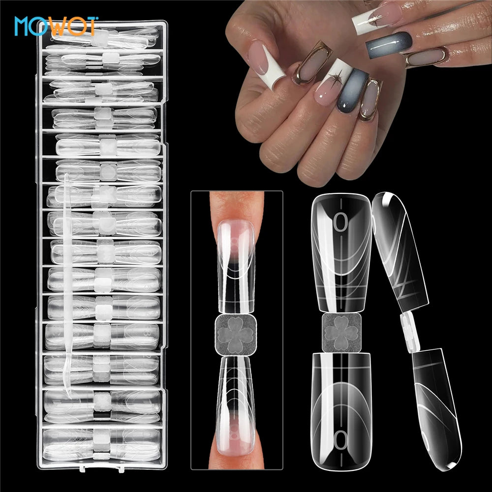 MOWOT Nail Dual Forms 75pcs Coffin Acrylic – Moules Gel Poly 15 Tailles Extension French