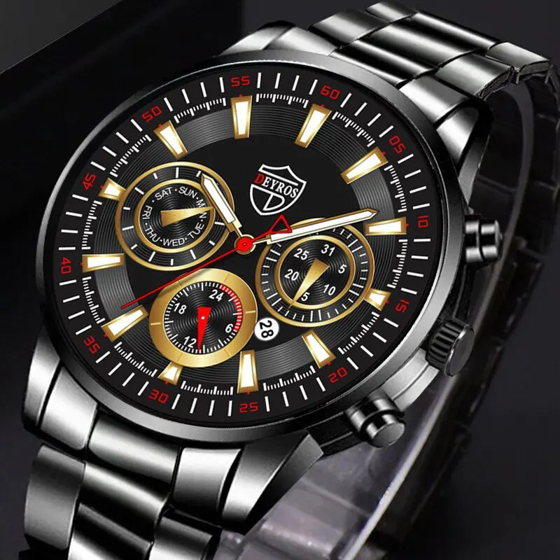 Montre Homme Business Quartz DEYROS – Acier Inoxydable Lumineux Date Calendrier Fashion Casual