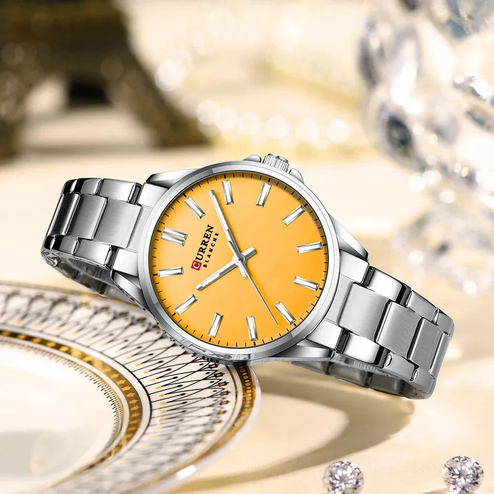 Montre Femme CURREN Fashion Casual Quartz – Acier Inoxydable Cadran Rond Simple Élégante