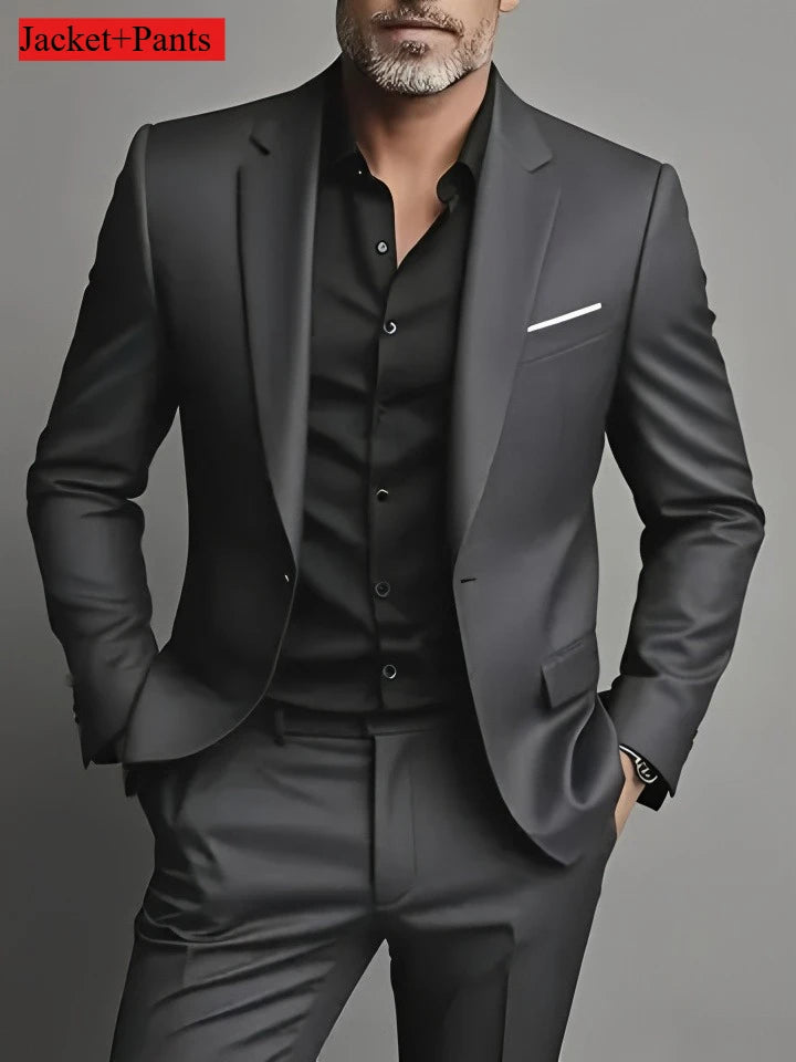 Costume Homme Slim Fit Noir – Ensemble Tuxedo Élégant Mariage & Cérémonie | Mode Homme Premium
