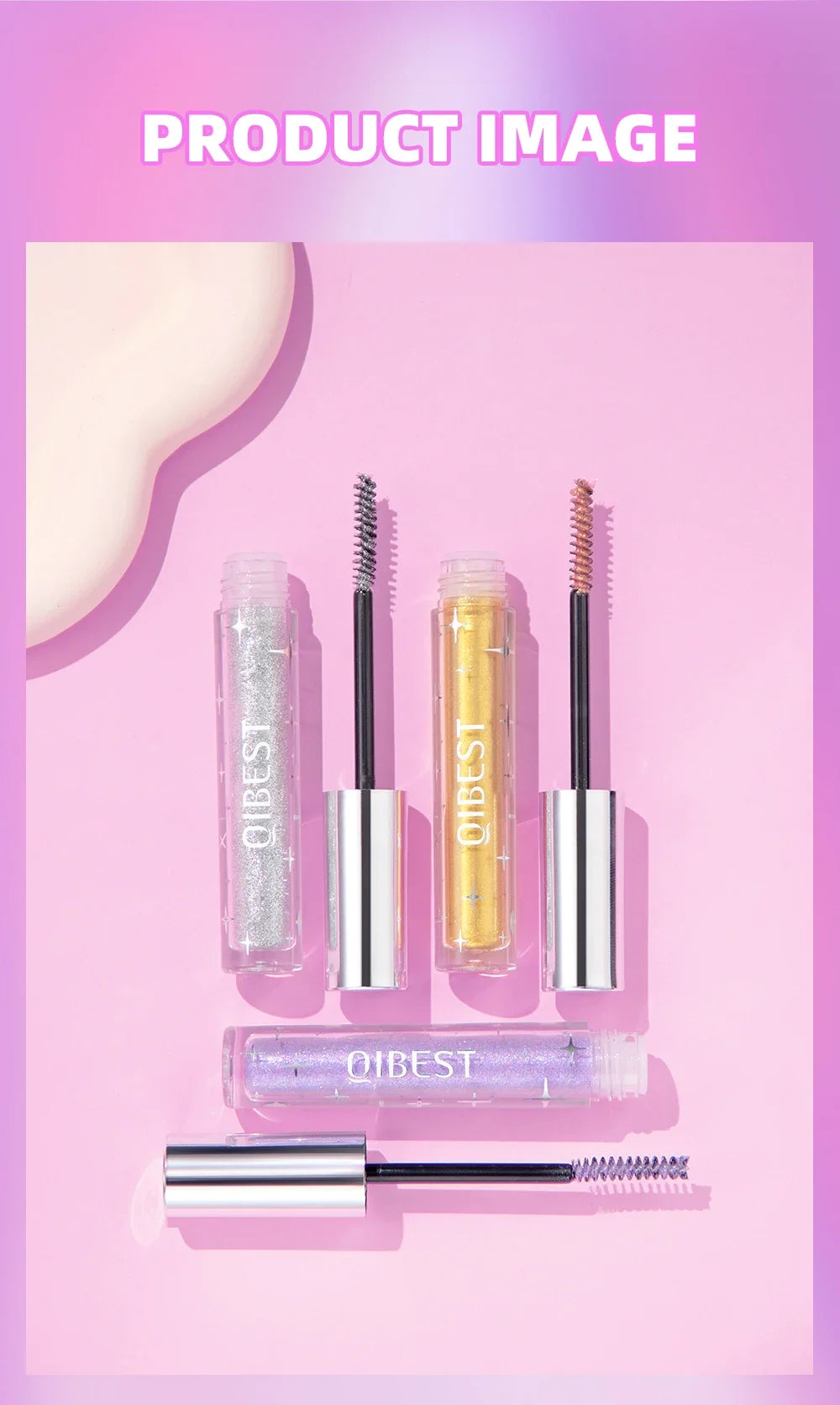 Mascara Diamond Galaxy Paillettes Glitter – Waterproof Longue Tenue Courbe & Volume | Shimmer Maquillage Cils