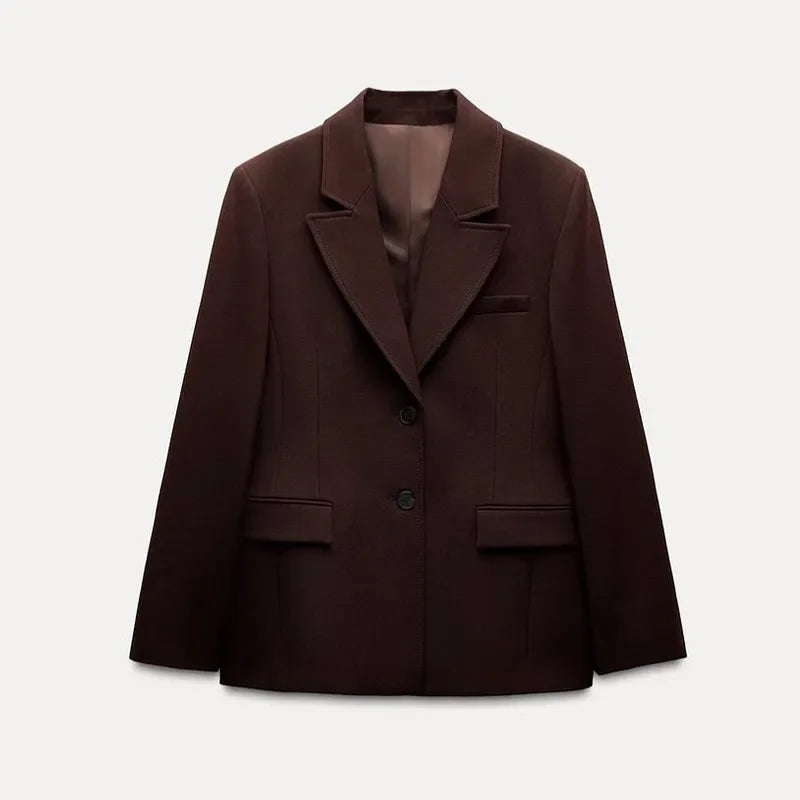 Ensemble Blazer Mini Jupe Femme Élégant – Col Revers Manches Longues Slim Uni | Tenue Bureau Chic 2025