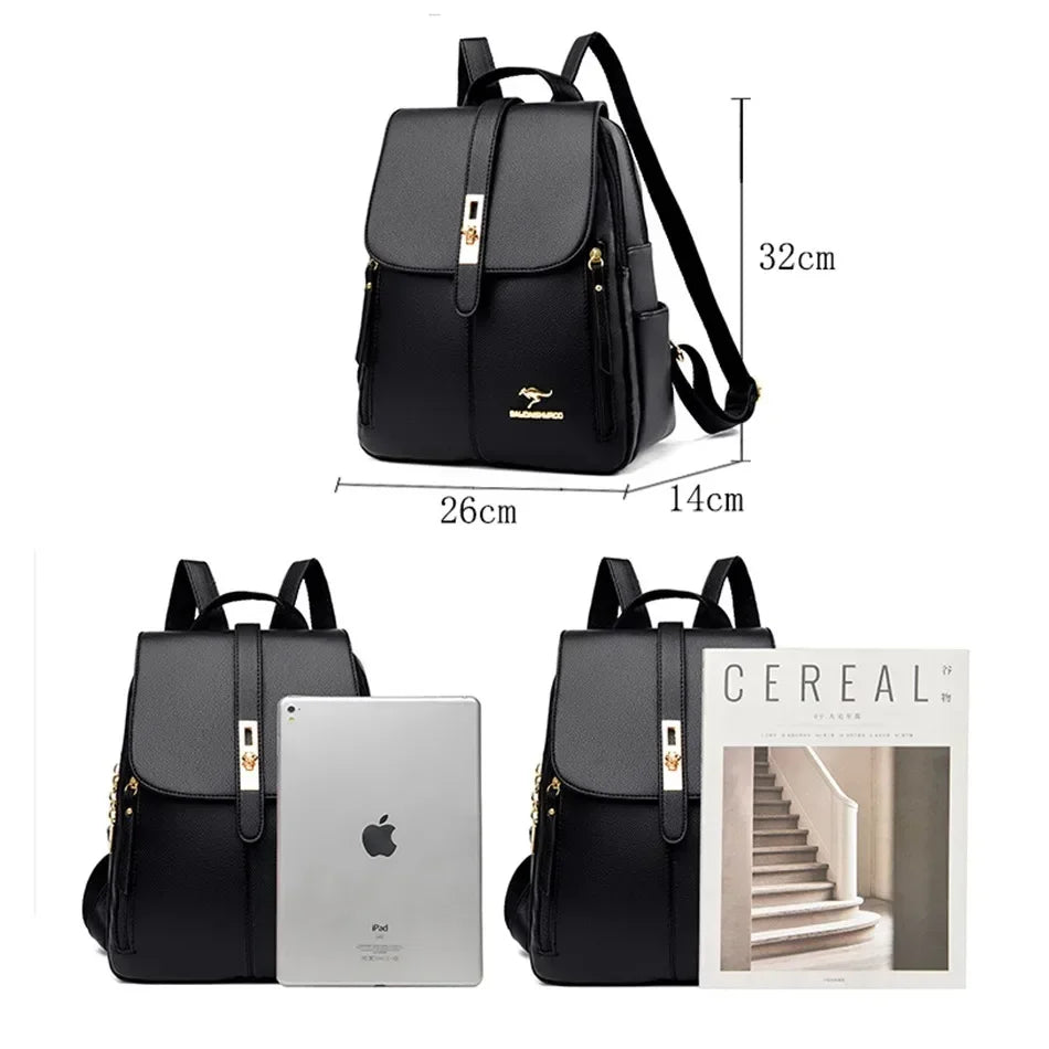 Damen Rucksack Leder Vintage Großes Fassungsvermögen – Schulrucksack Reise Daypack Schick
