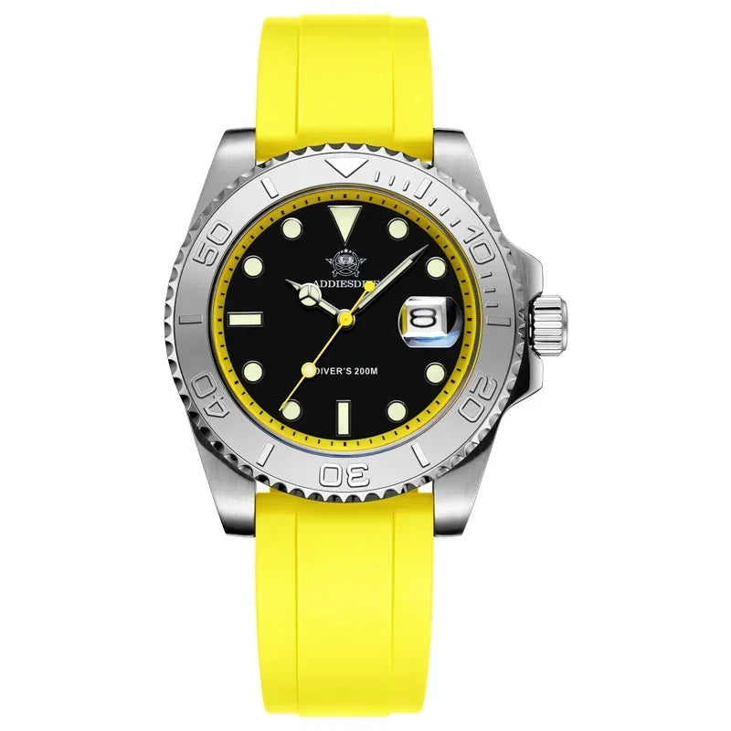 Montre Homme ADDIESDIVE AD2040 Quartz Plongée 41mm – Super Lumineuse 200M Caoutchouc Calendrier